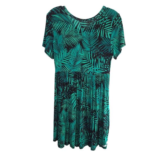 Longyuan Women's Dress Medium M Green Palms Sleeves Misses Size 8 10 - Picture 5 of 6